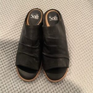 Netta by Sofft Black Leather Low Heel Mules